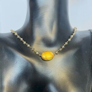 Gold filled purple beaded gold tone choker necklace